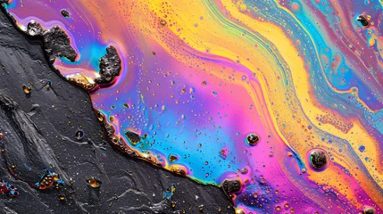 Gordijnen Spilled gasoline rainbow background © Cybonad