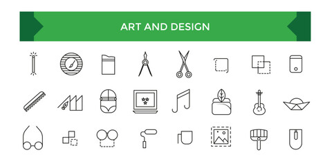 Art and design icons set, graphic draw squares design pencil ui icons collection
