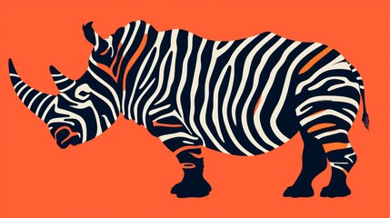 Fototapeta premium Vivid minimal illustration of a rhino in vector style. Animal art. Simple colors and contours.