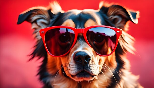 portrait of a dog in sunglassrs