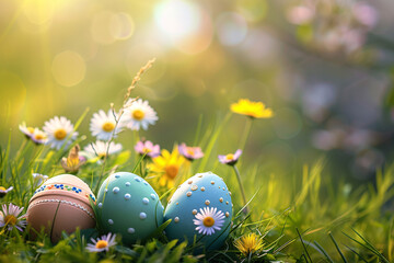 easter card, easter bunny with eggs, easter eggs and flowers, easter eggs in a basket, easter eggs and flowers on a white background, easter wall paper and background for social media	