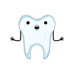 care tooth character cartoon vector illustration