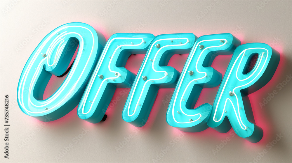 Wall mural 3D letter OFFER in ocean blue on a white background