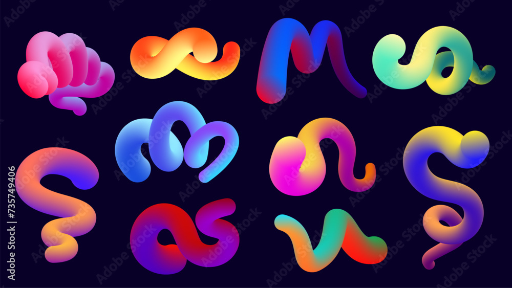 Poster gradient blend line. dynamic abstract strokes with different colors and gradient effect. vector mode
