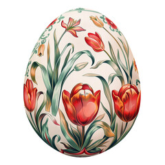 Easter egg with a vintage tulip pattern.