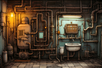 Industrial steampunk theme background