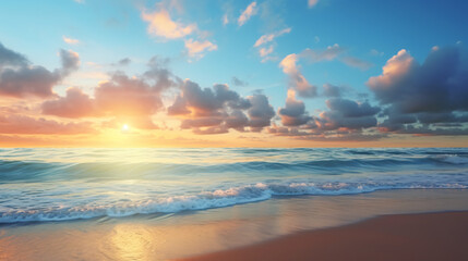 Fototapeta na wymiar Vibrant dawn at the beach