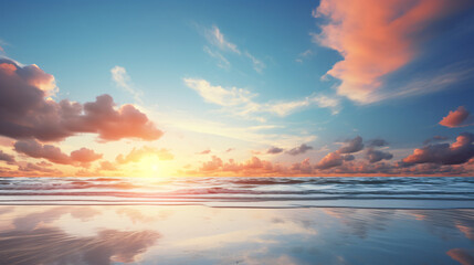 Naklejka na ściany i meble Vibrant dawn at the beach