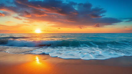 Fototapeta na wymiar Vibrant dawn at the beach