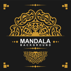 Golden frame with mandala art background