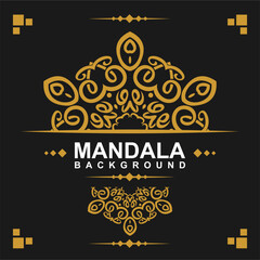 Golden frame with mandala art background