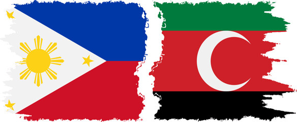 Darfur and Philippines grunge flags connection vector