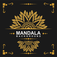 Golden frame with mandala art background