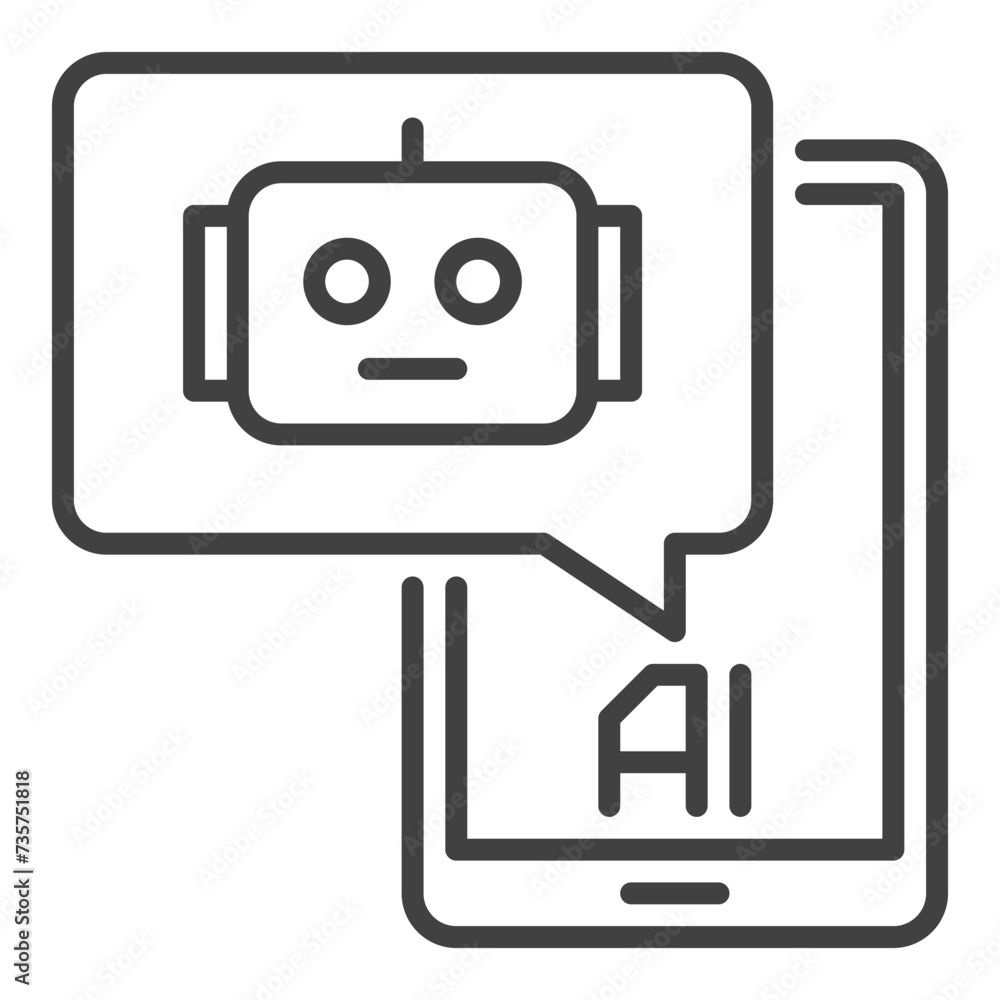 Poster ai chatbot in smartphone vector linear icon or logo element