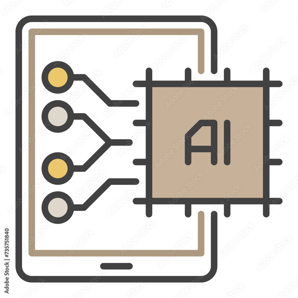 Canvas Prints ai chip in tablet vector artificial intelligence colored icon or sign