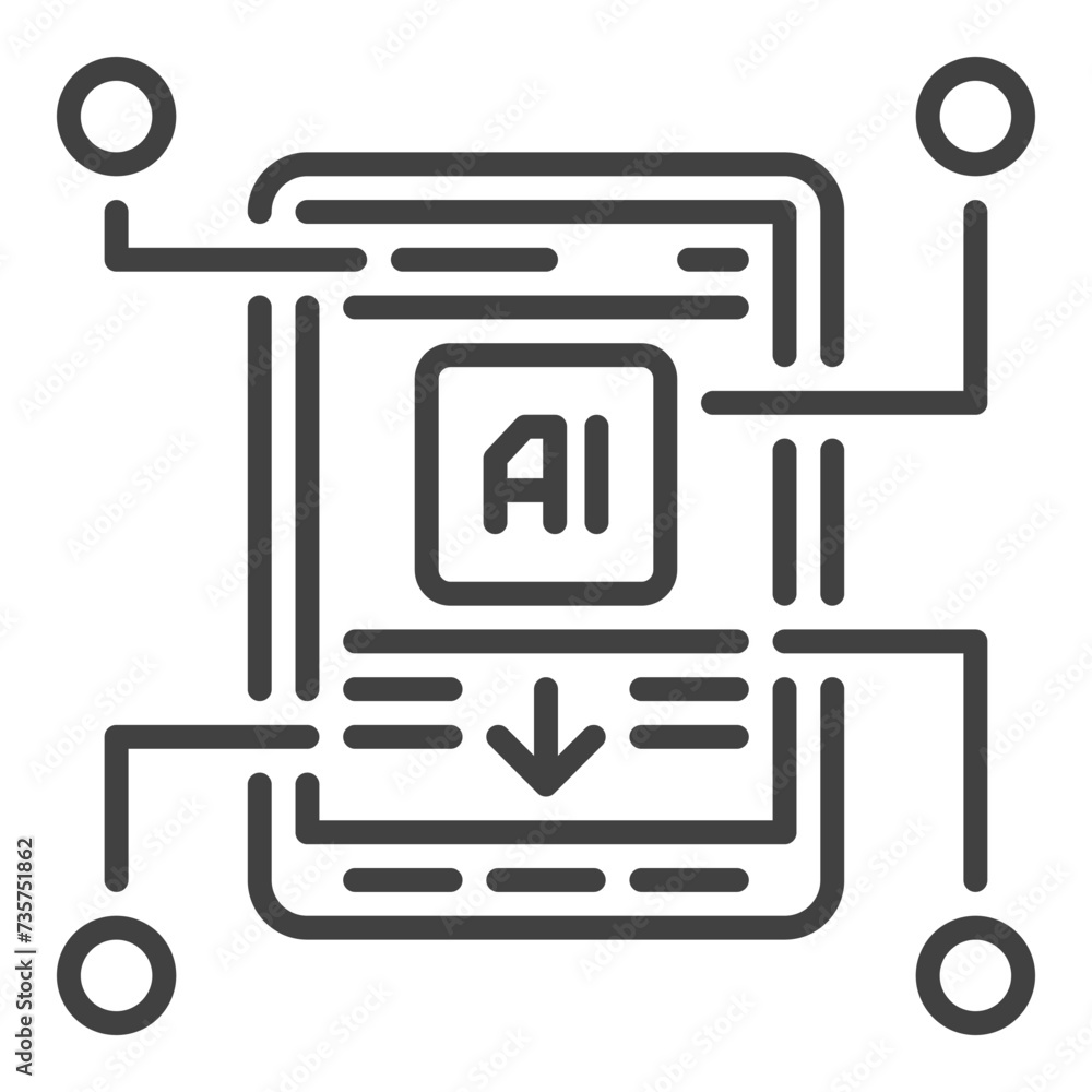 Poster ai in smart phone vector artificial intelligence smartphone thin line icon or design element