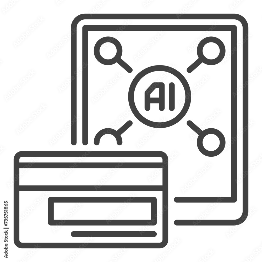 Poster ai payment with smartphone vector ai icon or symbol in thin line style