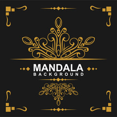 Golden frame with mandala art background