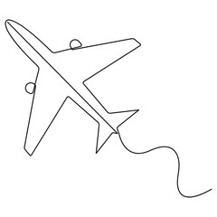  Continuous single line art drawing of airplane icon