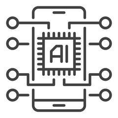 AI Chip in Smartphone vector New Mobile Technology outline icon or design element