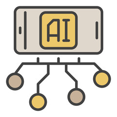 AI and Smartphone vector Phone with Artificial Intelligence colored icon or design element