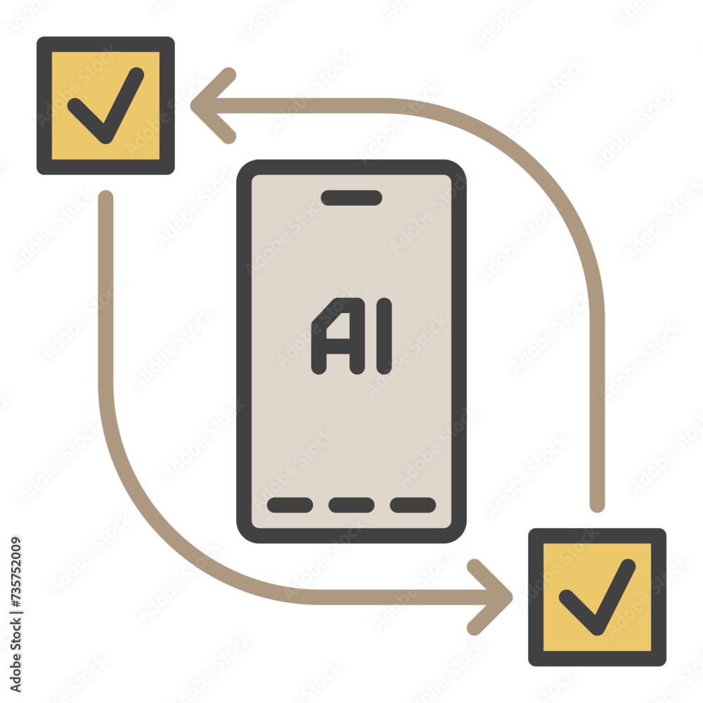 Poster smartphone with ai technology vector artificial intelligence colored icon or design element