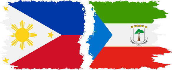 Equatorial Guinea and Philippines grunge flags connection vector