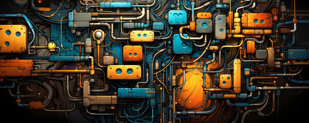 Fototapeta premium Industrial steampunk theme background