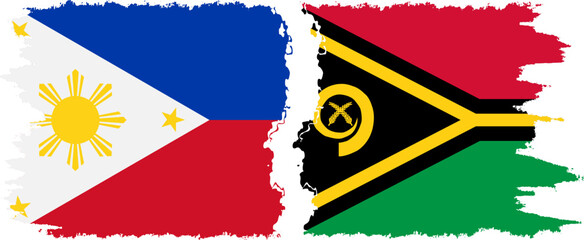 Vanuatu and Philippines grunge flags connection vector