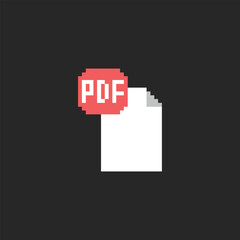 this is pdf  file icon in pixel art with simple color and black background ,this item good for presentations,stickers, icons, t shirt design,game asset,logo and project.