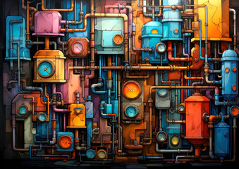 Fototapeta premium Industrial steampunk theme background