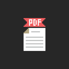 this is pdf  file icon in pixel art with simple color and black background ,this item good for presentations,stickers, icons, t shirt design,game asset,logo and project.