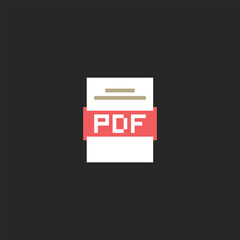 this is pdf  file icon in pixel art with simple color and black background ,this item good for presentations,stickers, icons, t shirt design,game asset,logo and project.