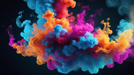 Colorful smoke clouds on black background