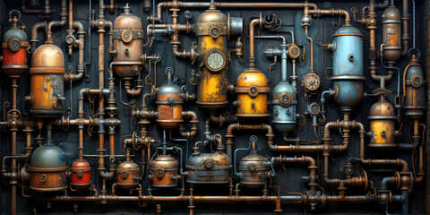 Industrial steampunk theme background