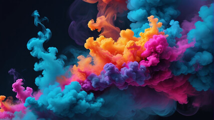 Colorful smoke clouds on black background