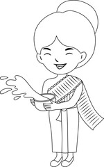 Thai Girl Smile Happy Face In Songkran Festival Illustration