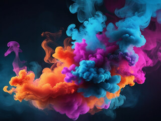 Colorful smoke clouds on black background