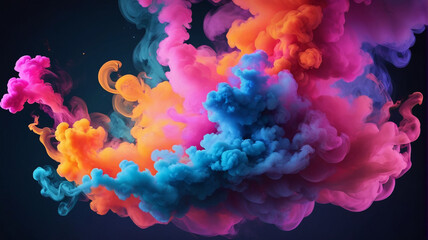 Colorful smoke clouds on black background