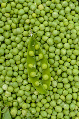 Peeled green peas pod