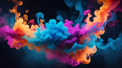 Colorful smoke clouds on black background
