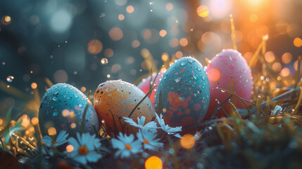 Easter Monday egg hunt background.