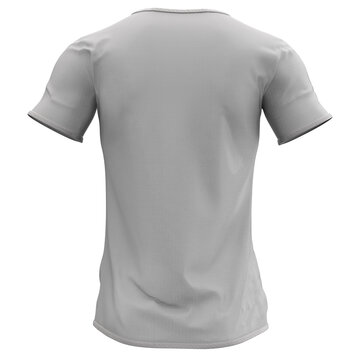 Close up view blank white men's tshirt for mannequin isolated on plain background.