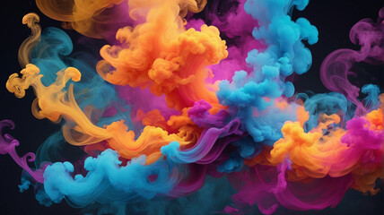 Colorful smoke clouds on black background