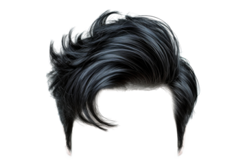 Stylish hair wig with trendy design isolated on background, front view, fashionable hairstyle concept.