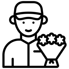 delivery man icon illustration design with outline