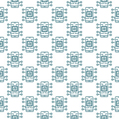 AI Chip in Smartphone vector New Mobile Technology outline seamless pattern