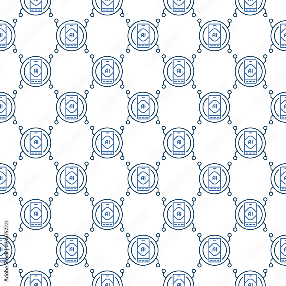 Poster ai mobile technology vector artificial intelligence smartphone linear seamless pattern