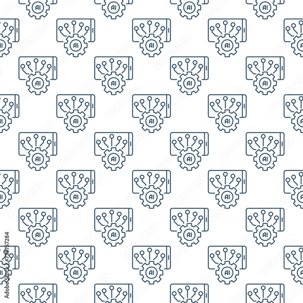 Poster ai settings in smartphone vector cog wheel with phone thin line seamless pattern