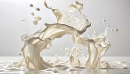 A stream of milk, flowing gracefully against a solid white background. generative AI